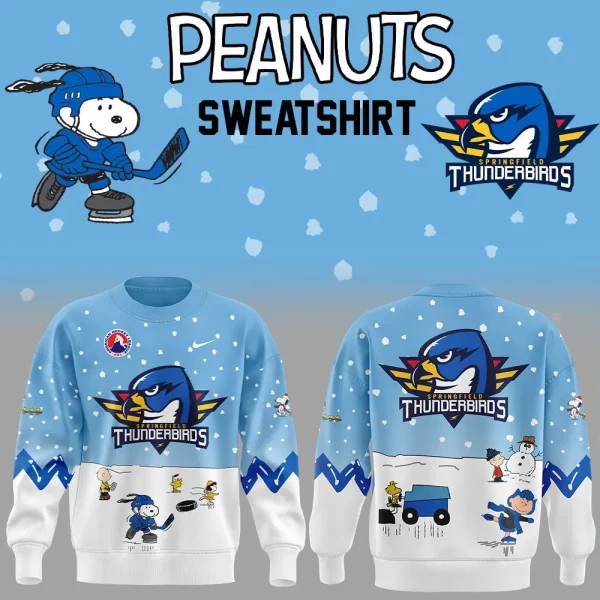 Springfield Thunderbirds 2024 Snoopy Cheering Peanuts Winter Hoodie T-Shirt