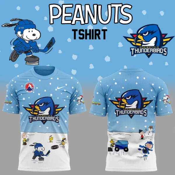 Springfield Thunderbirds 2024 Snoopy Cheering Peanuts Winter Hoodie T-Shirt