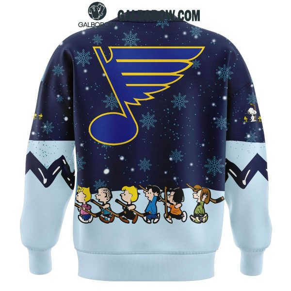 St. Louis Blues Night Of Christmas With Peanuts Snoopy 2024 Hoodie T-Shirt