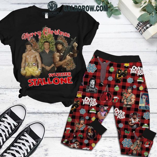 Sylvester Stallone Christmas Over The Top Fleece Pajamas Set