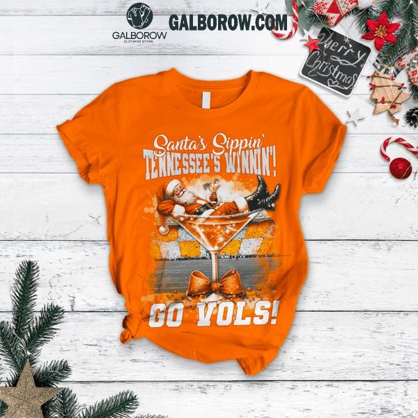 Tennessee Volunteers Santa’s Sipping Tennessee Winnin’ Christmas Fleece Pajamas Set