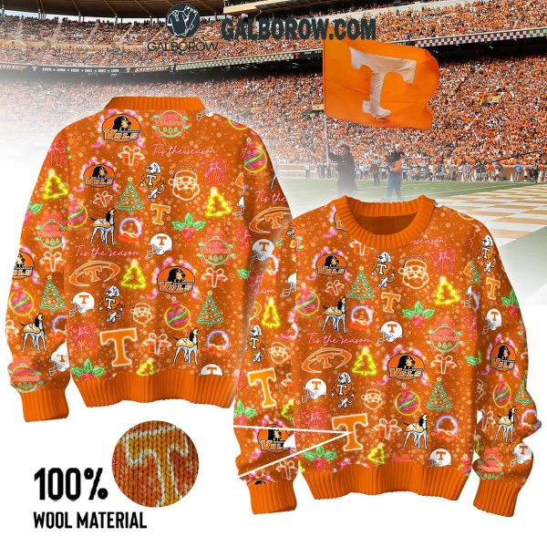 Tennessee Volunteers Tis The Season Light Of Christmas Ugly Sweater Orange