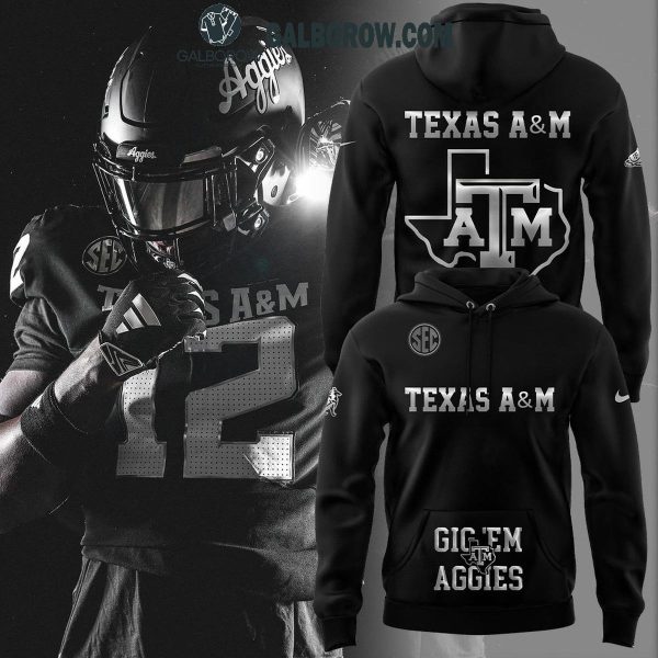 Texas A&M Aggies Football New Version 2024 All Black Hoodie T-SWhirt