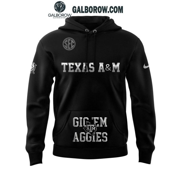 Texas A&M Aggies Football New Version 2024 All Black Hoodie T-SWhirt