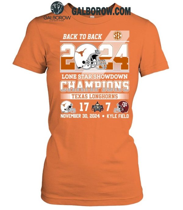 Texas Longhorns 2024 Lone Star Showdown Champs In Kyle Field T-Shirt