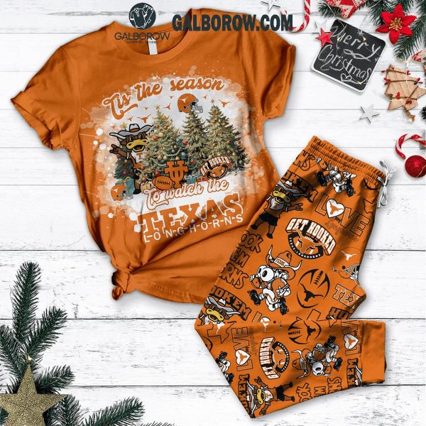 Texas Longhorns Tis The Season To Watch The Longhorns Christmas Fleece Pajamas Set