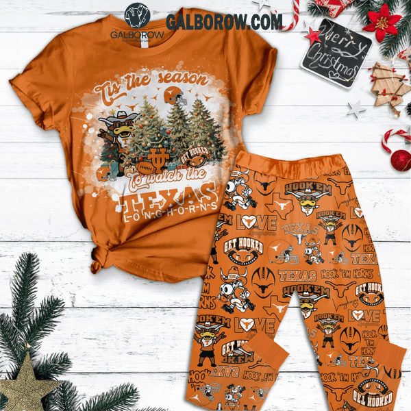 Texas Longhorns Tis The Season To Watch The Longhorns Christmas Fleece Pajamas Set