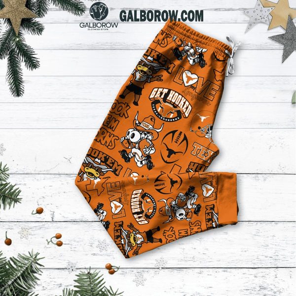 Texas Longhorns Tis The Season To Watch The Longhorns Christmas Fleece Pajamas Set