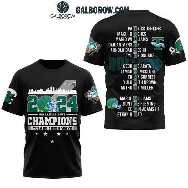 Tulane Green Wave Gasparilla Bowl Champions 2024 Hoodie T-Shirt Black