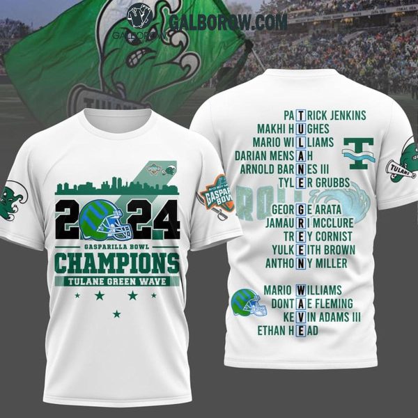 Tulane Green Wave Gasparilla Bowl Champions 2024 White Hoodie T-Shirt