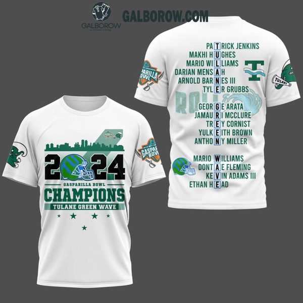 Tulane Green Wave Gasparilla Bowl Champions 2024 White Hoodie T-Shirt