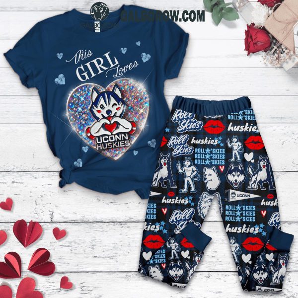 Uconn Huskies This Girl Loves Huskies True Love Fleece Pajamas Set