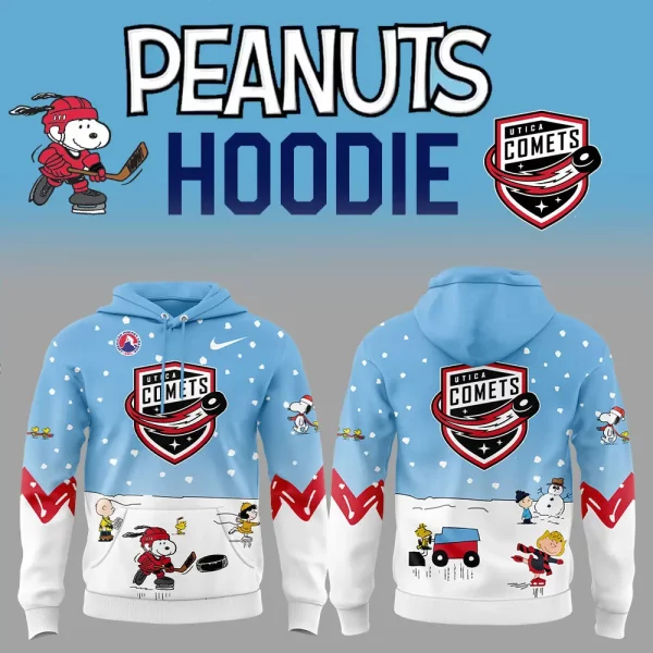 Utica Comets 2024 Snoopy Cheering Peanuts Winter Hoodie T-Shirt