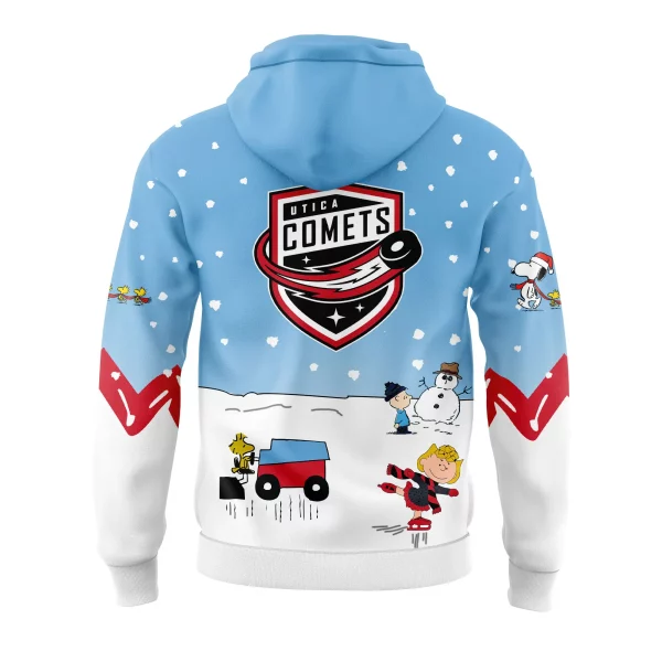 Utica Comets 2024 Snoopy Cheering Peanuts Winter Hoodie T-Shirt