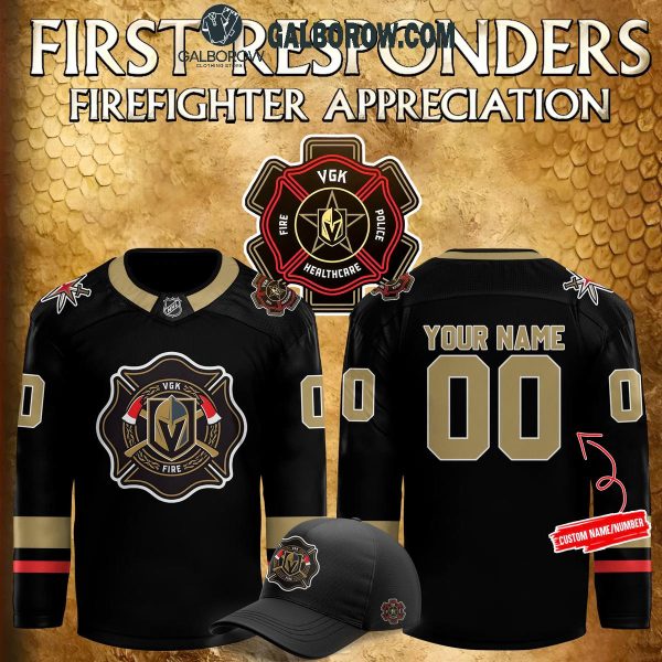 Vegas Golden Knights First Responders Firefighter Honor Personalized Hockey Jersey