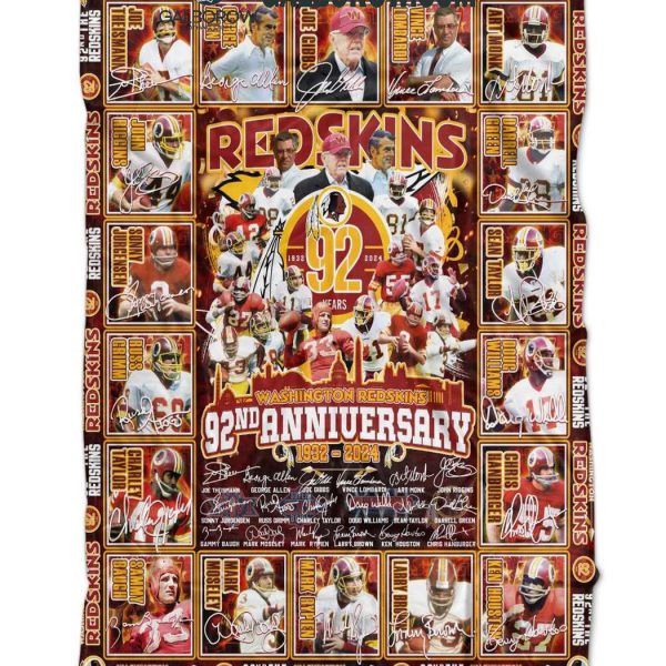 Washington Redskins 92nd Anniversary 1932-2024 Forever Fan Fleece Blanket Quilt