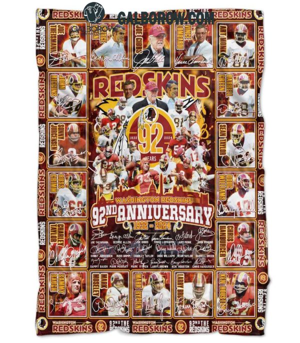 Washington Redskins 92nd Anniversary 1932-2024 Forever Fan Fleece Blanket Quilt