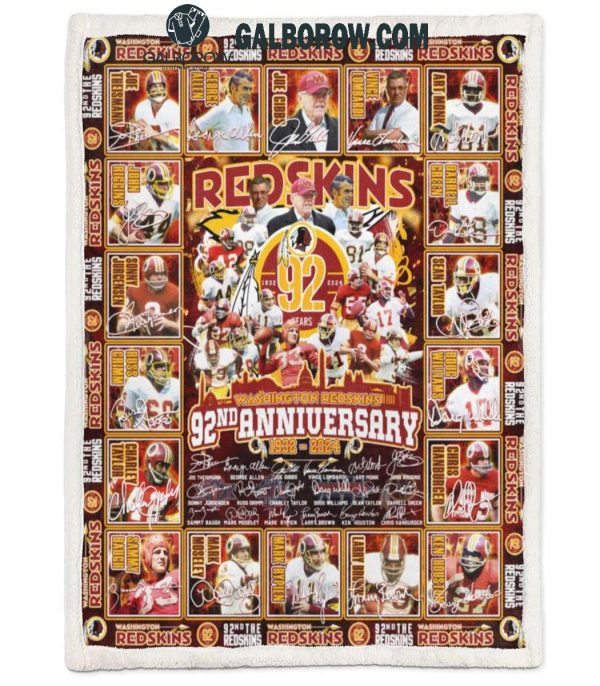 Washington Redskins 92nd Anniversary 1932-2024 Forever Fan Fleece Blanket Quilt