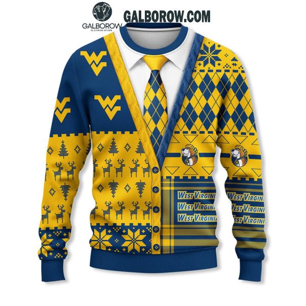 West Virginia Mountaineers Suit Up Happy Holidays Christmas Ugly Sweater