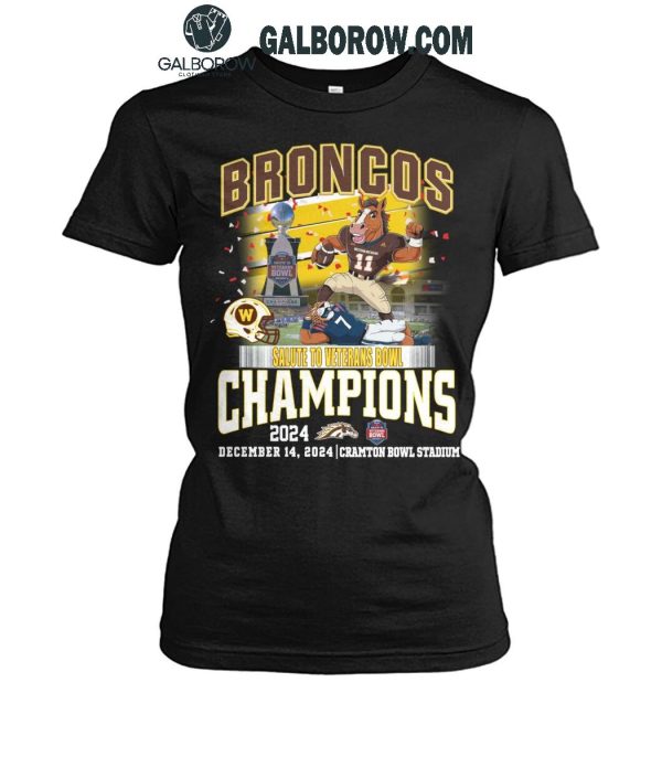 Western Michigan Broncos Football Salute To Veterans Bowls Champions 2024 T-Shirt