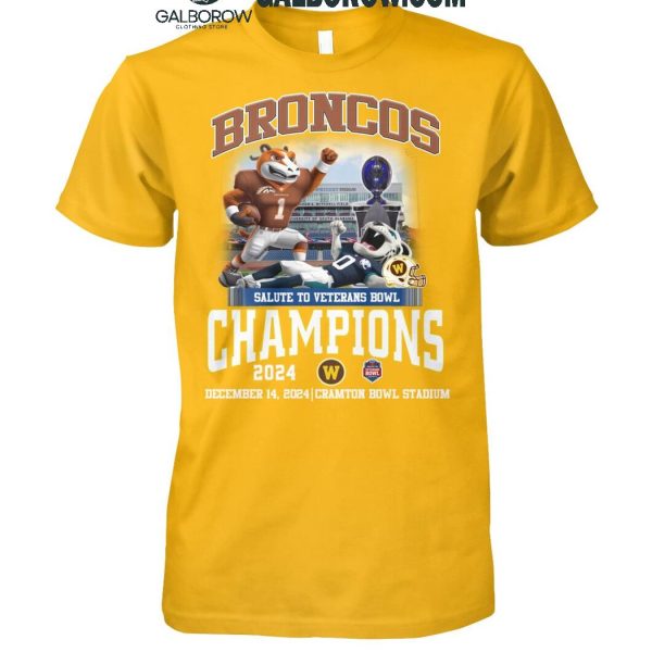 Western Michigan Broncos Salute To Veterans Bowls Champions 2024 Celebrating T-Shirt