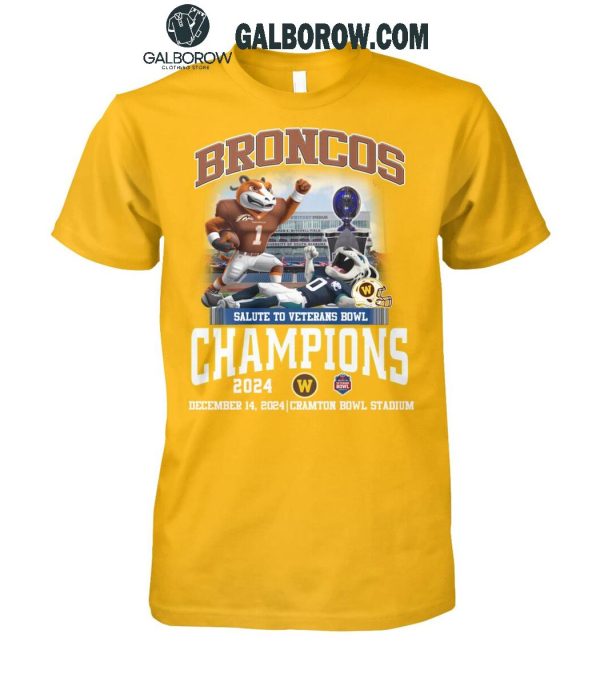 Western Michigan Broncos Salute To Veterans Bowls Champions 2024 Celebrating T-Shirt