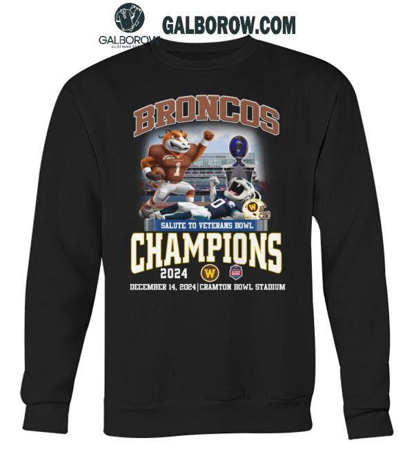 Western Michigan Broncos Salute To Veterans Bowls Champions 2024 Celebrating T-Shirt