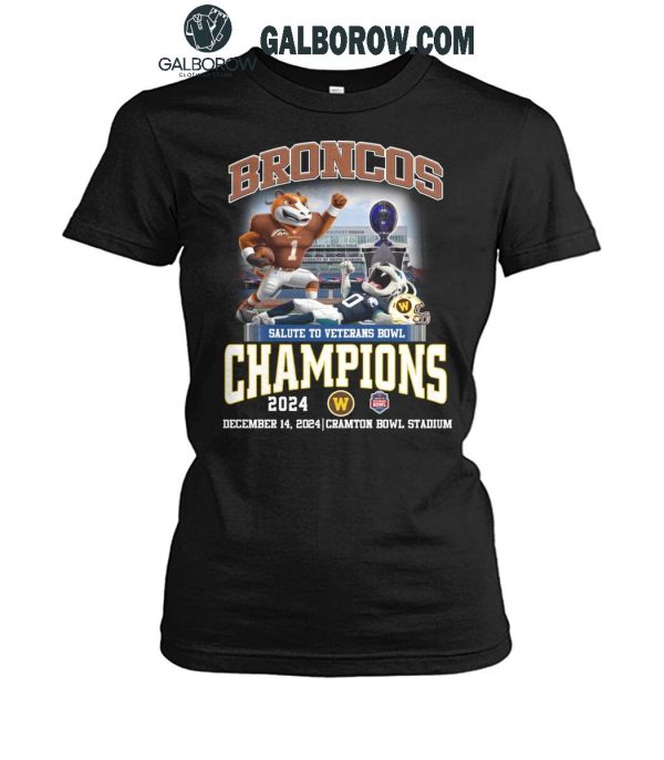 Western Michigan Broncos Salute To Veterans Bowls Champions 2024 Celebrating T-Shirt