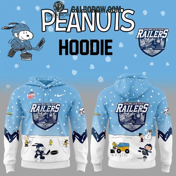 Worcester Railers 2024 Winter Snoopy Holidays Peanuts Hoodie T-Shirt