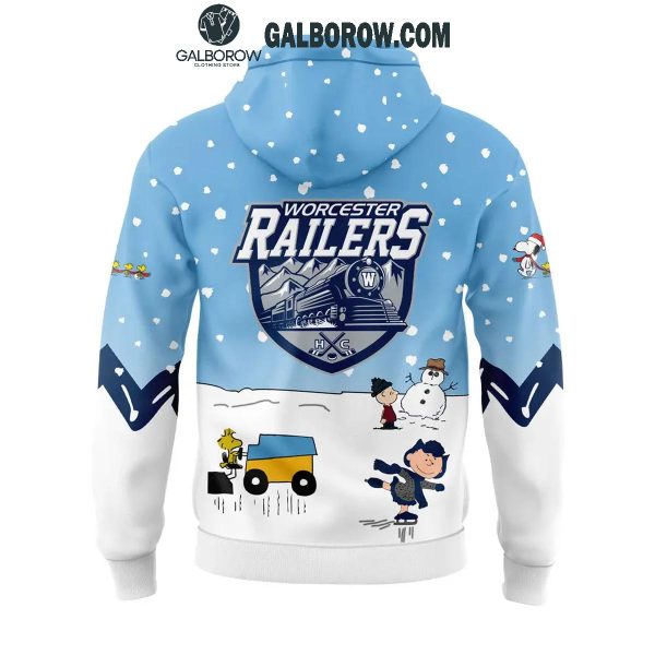 Worcester Railers 2024 Winter Snoopy Holidays Peanuts Hoodie T-Shirt