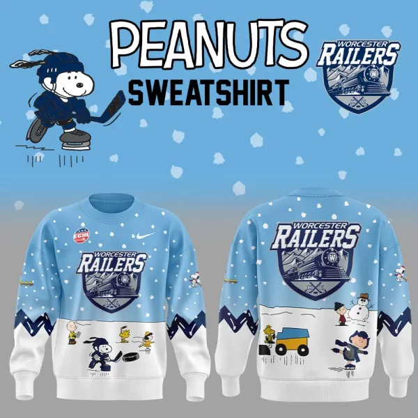 Worcester Railers 2024 Snoopy Cheering Peanuts Winter Hoodie T-Shirt