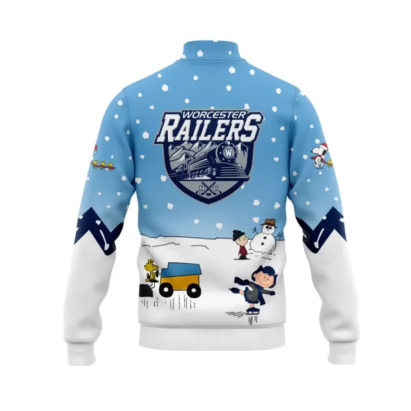 Worcester Railers Snoopy Cheering Peanuts Winter 2024 Baseball Jacket