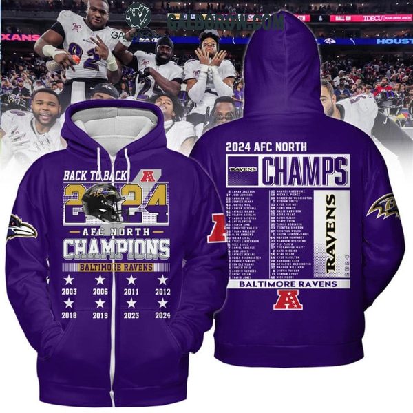 Baltimore Ravens AFC North Champions Back To Back 2024 Hoodie T-Shirt