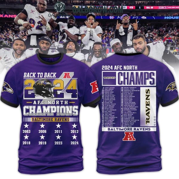 Baltimore Ravens AFC North Champions Back To Back 2024 Hoodie T-Shirt