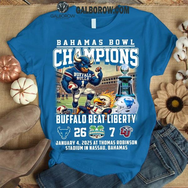 Buffalo Bulls Bahamas Bowl Champions Beat Liberty 2025 T-Shirt