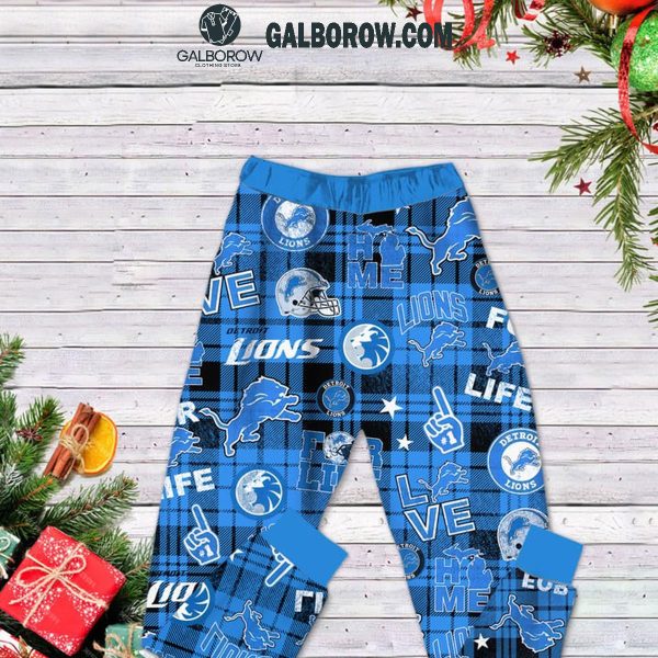 Detroit Lions God First Family Second Then Lions Football 2025 Fleece Pajamas Set