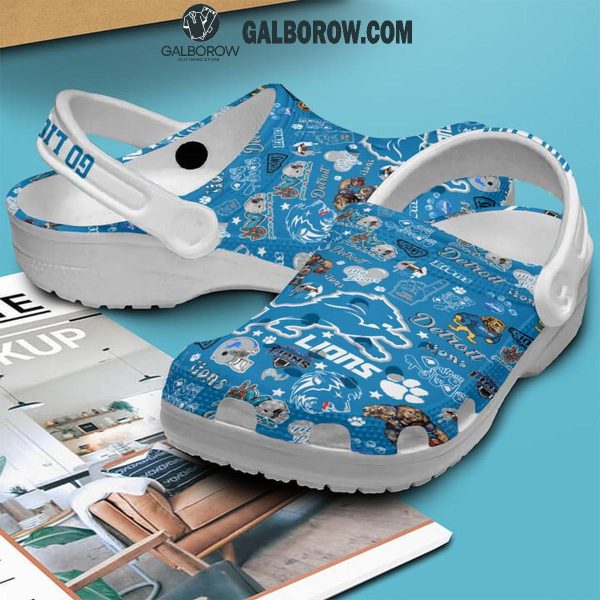 Detroit Lions I Love My Lions 2025 Blue Design Crocs Clogs