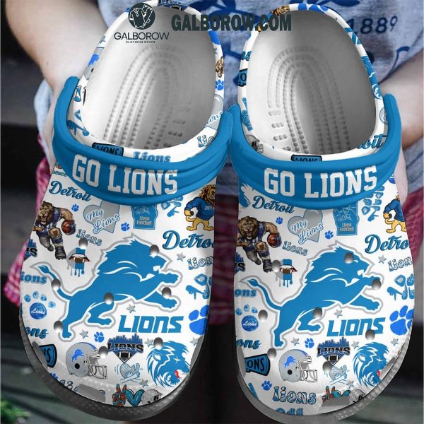 Detroit Lions I Love My Lions 2025 Crocs Clogs White Version