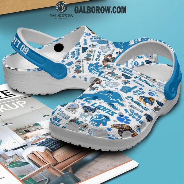 Detroit Lions I Love My Lions 2025 Crocs Clogs White Version