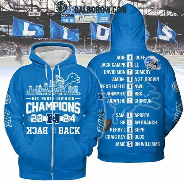 Detroit Lions NFC North Champions Back To Back 2024 Classic Hoodie T-Shirt