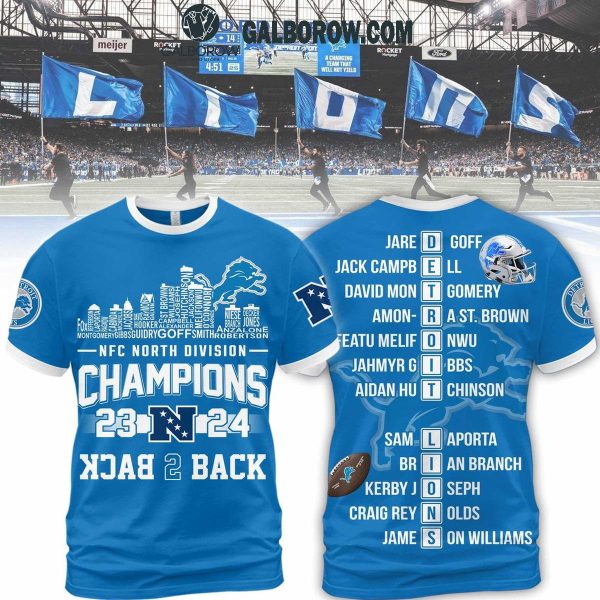 Detroit Lions NFC North Champions Back To Back 2024 Classic Hoodie T-Shirt