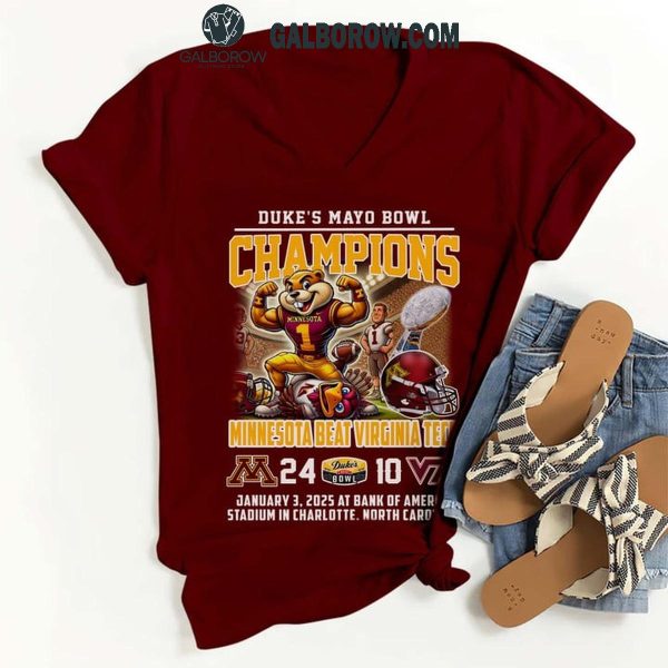 Minnesota Golden Gophers Duke’s Mayo Bowl Champions 2025 Beat Virginia Tech T-Shirt