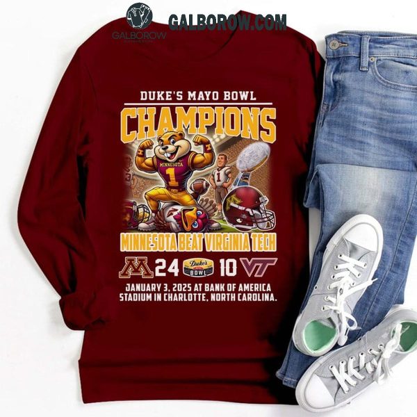 Minnesota Golden Gophers Duke’s Mayo Bowl Champions 2025 Beat Virginia Tech T-Shirt