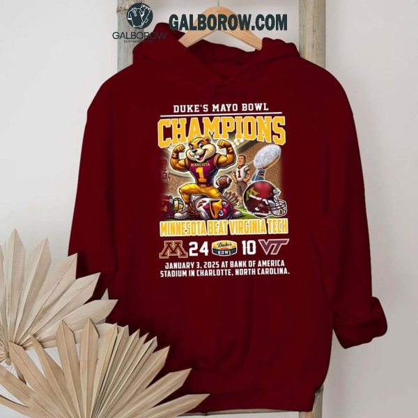 Minnesota Golden Gophers Duke’s Mayo Bowl Champions 2025 Beat Virginia Tech T-Shirt