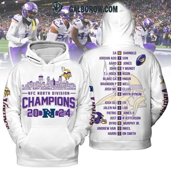 Minnesota Vikings NFC North Divison Champions 2024 White Hoodie T Shirt