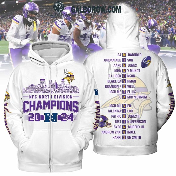 Minnesota Vikings NFC North Divison Champions 2024 White Hoodie T Shirt