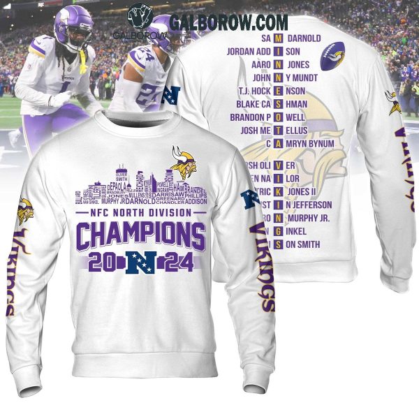 Minnesota Vikings NFC North Divison Champions 2024 White Hoodie T Shirt