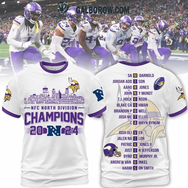 Minnesota Vikings NFC North Divison Champions 2024 White Hoodie T Shirt