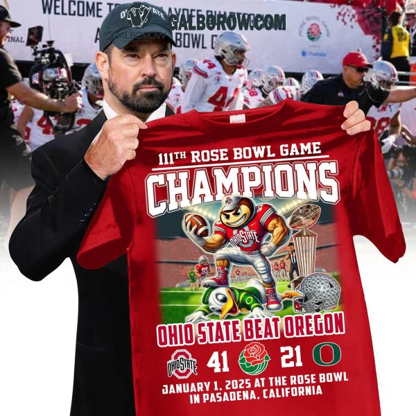 Ohio State Buckeyes Beat Oregon Ducks 111th Rose Bowl Champions 2025 T-Shirt