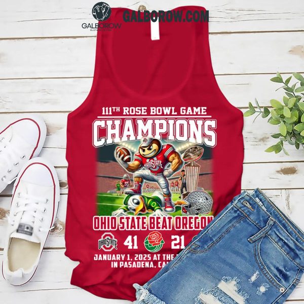 Ohio State Buckeyes Beat Oregon Ducks 111th Rose Bowl Champions 2025 T-Shirt